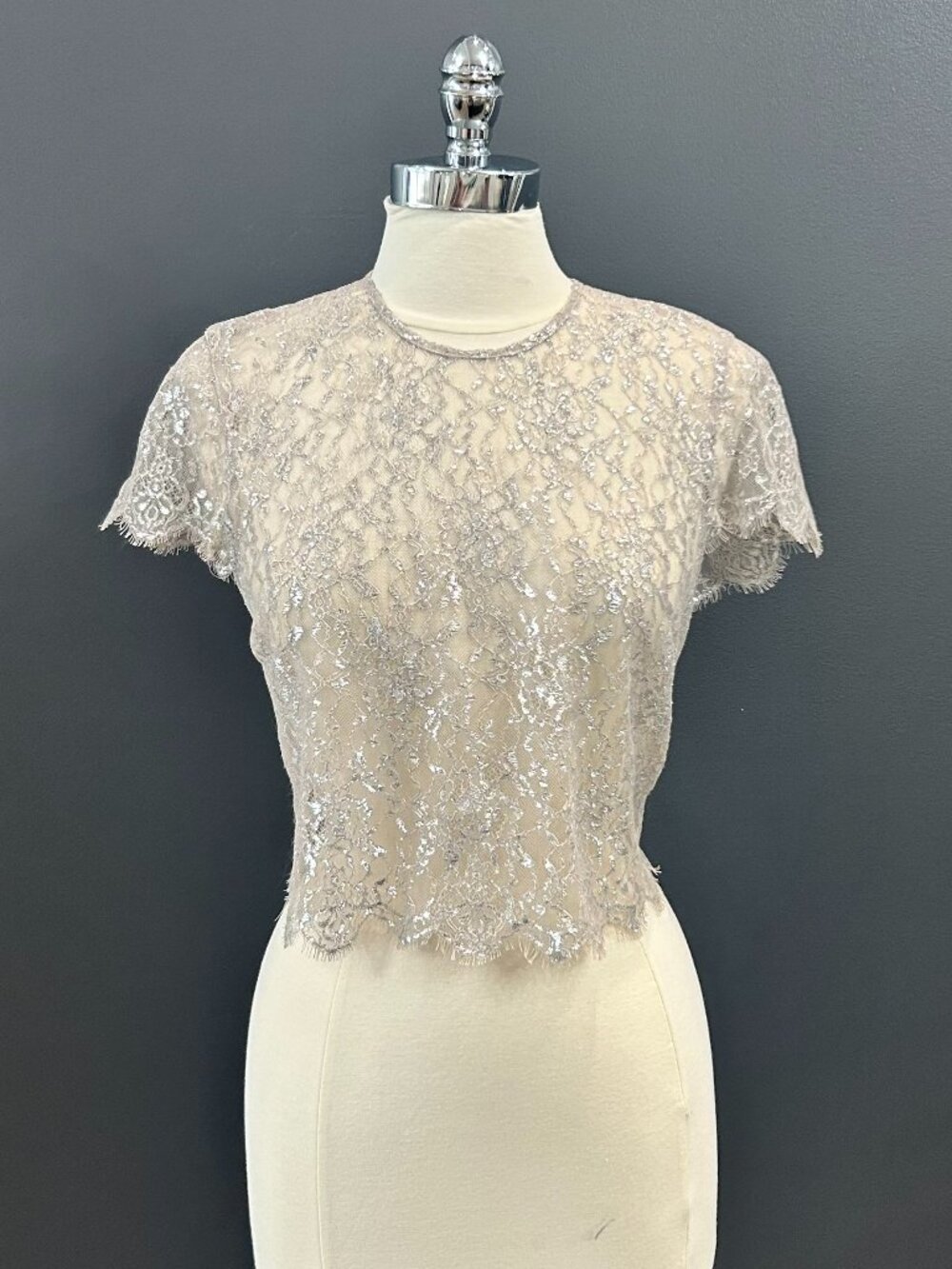 Silver/Taupe Lace Hayley Paige Bolero Size M/L